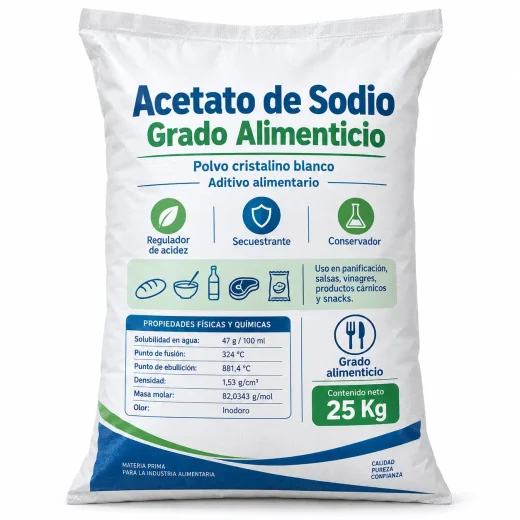 Acetato de Sodio Grado Alimenticio 25 KG