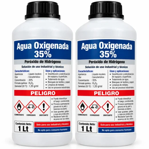 Agua Oxigenada 35% 1LT Pack de 2