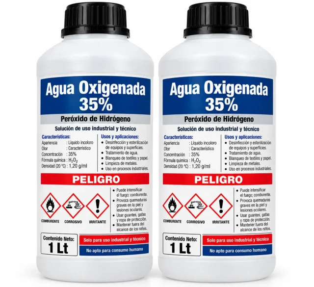 Agua Oxigenada 35% 1LT Pack de 2